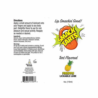 LITTLE GENIE - SMACK TARTS LICKABLE SOUR PINEAPPLE LUBE 4 OZ.