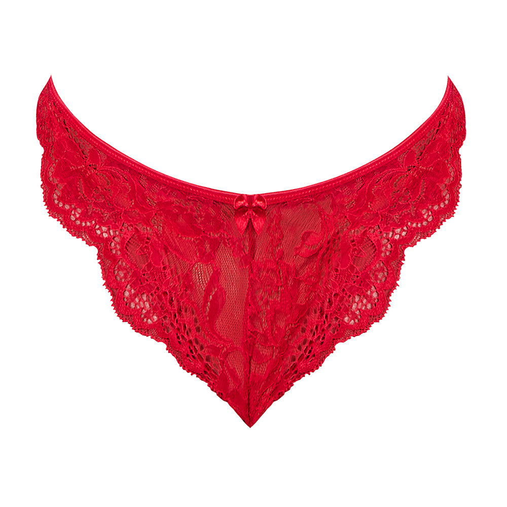 MAGIC SILK - SUGAR HIGH SPLIT CROTCH PANTY RED S/M