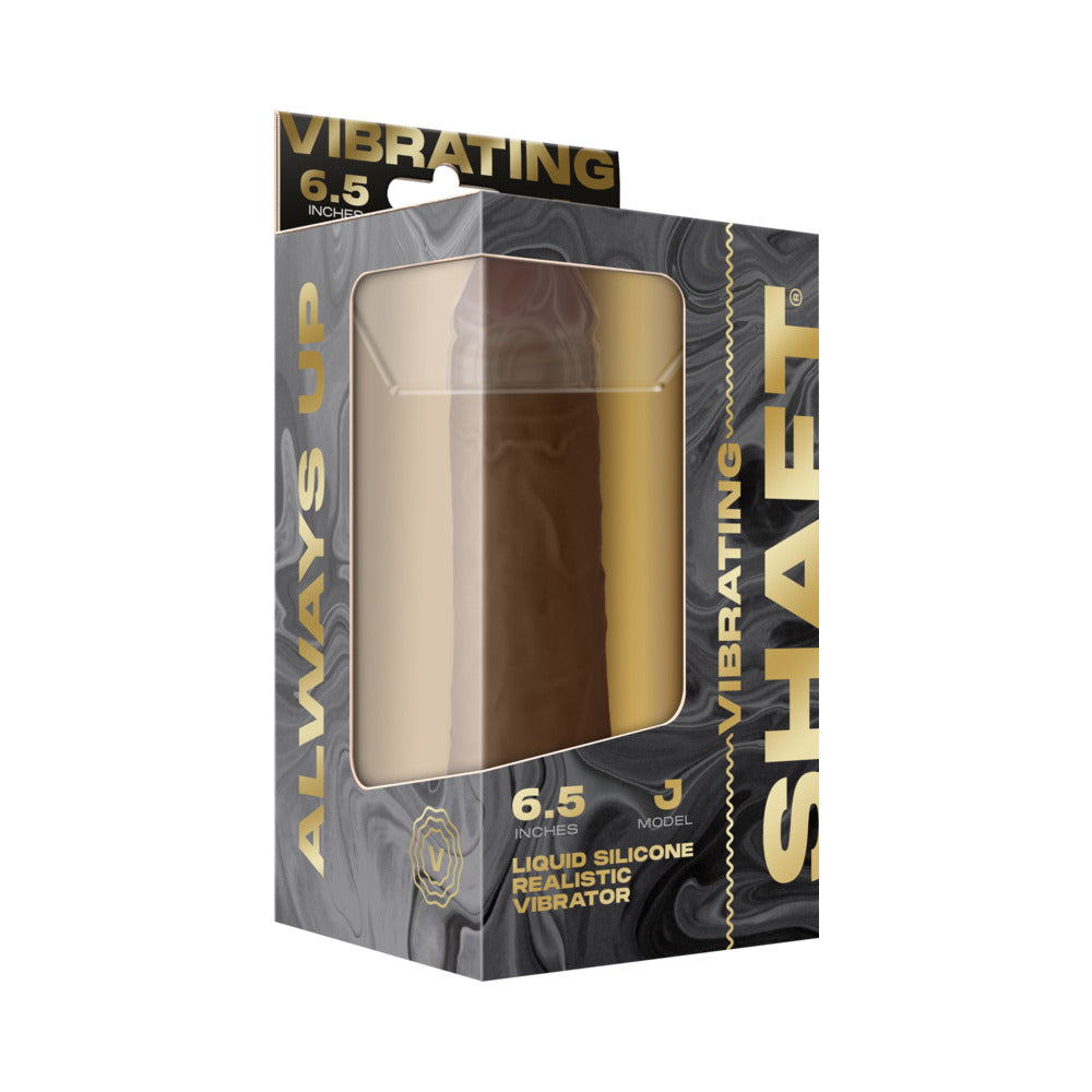 SHAFT - VIBRATING MODEL J: 6.5 IN. DUAL DENSITY SILICONE DILDO OAK