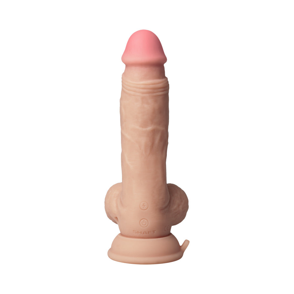 SHAFT - MODELO VIBRATÓRIO A: DILDO DE SILICONE DE DENSIDADE DUPLA DE 7,5 POL. COR PINHO