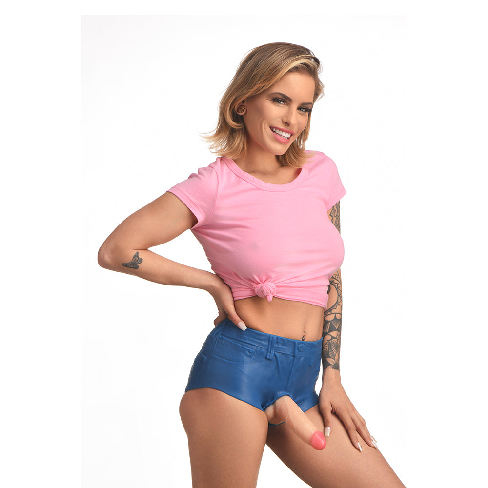XR BRANDS - STRAP U BOOTY SHORTS SILICONE STRAP-ON DILDO HARNESS 6 IN. SMALL