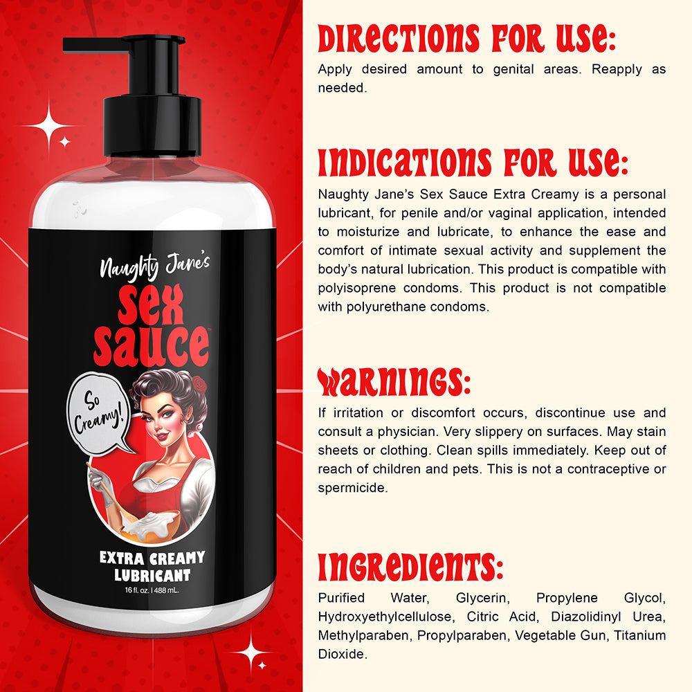 XR BRANDS - NAUGHTY JANE'S SEX SAUCE EXTRA CREAMY LUBRICANT 16 OZ.