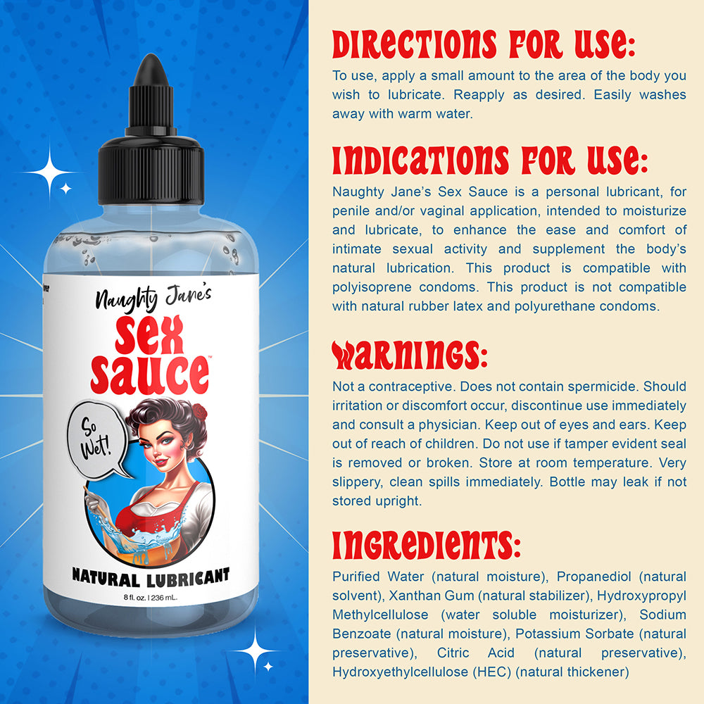 XR BRANDS - NAUGHTY JANE'S SEX SAUCE NATURAL LUBRICANT 8 OZ.