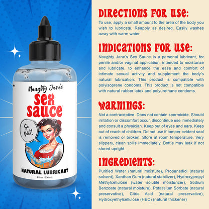 XR BRANDS - NAUGHTY JANE'S SEX SAUCE NATURAL LUBRICANT 8 OZ.