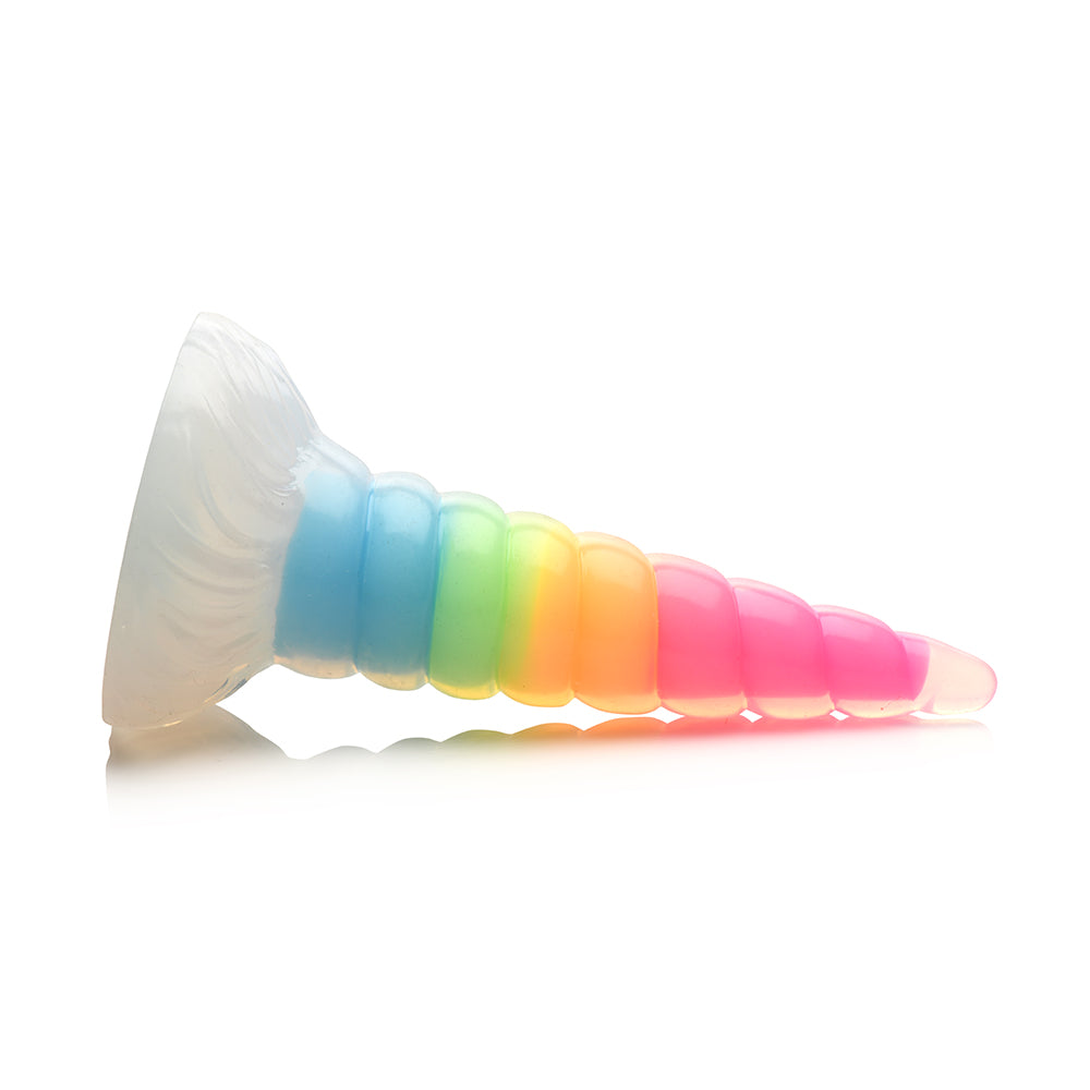 XR BRANDS - CREATURE COCKS UNI-GLOW GLOW-IN-THE-DARK RAINBOW SILICONE DILDO