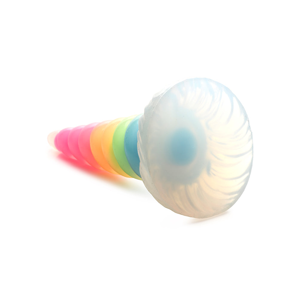 XR BRANDS - CREATURE COCKS UNI-GLOW GLOW-IN-THE-DARK RAINBOW SILICONE DILDO
