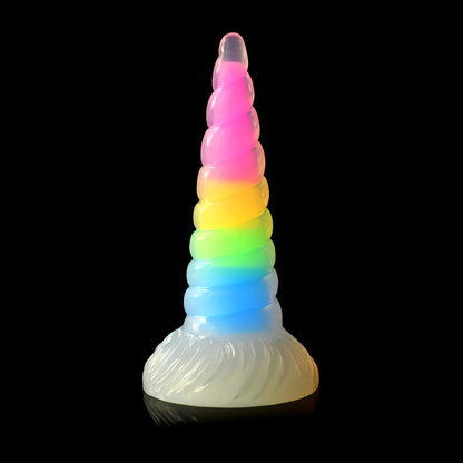 XR BRANDS - CREATURE COCKS UNI-GLOW GLOW-IN-THE-DARK RAINBOW SILICONE DILDO