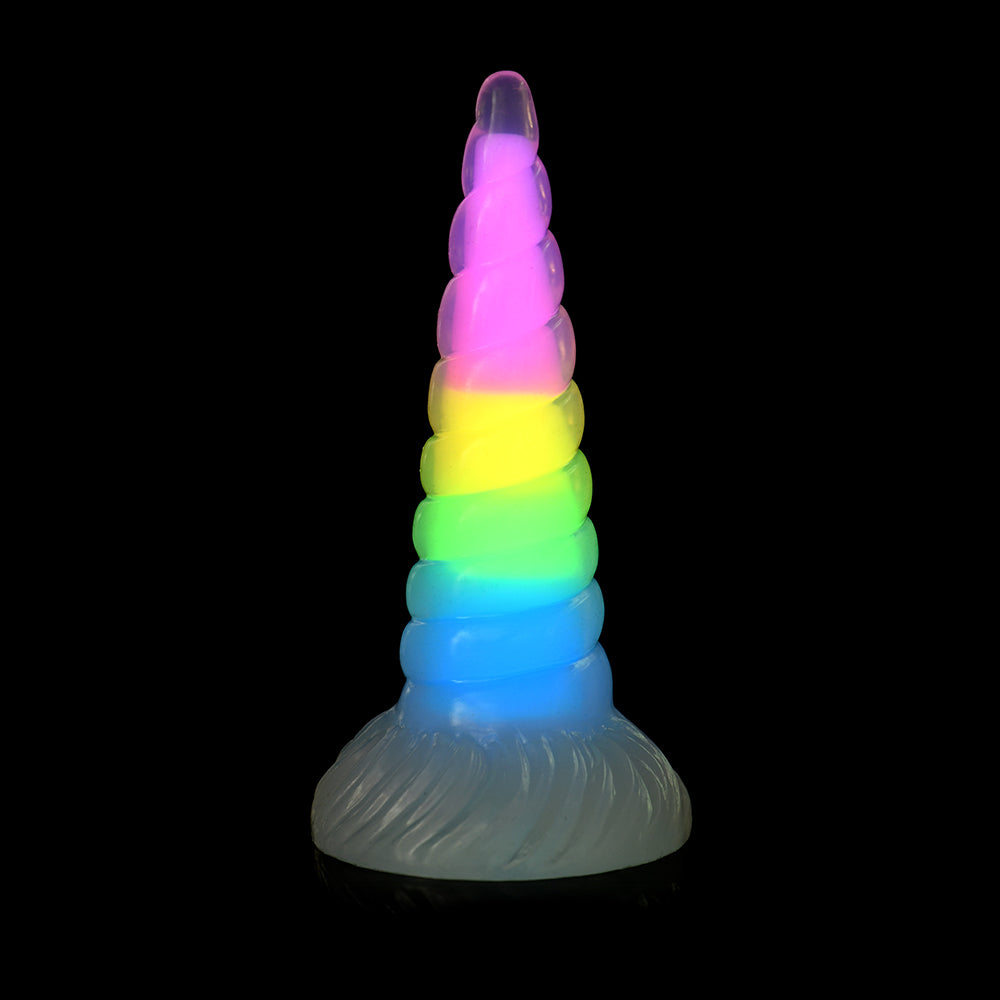 XR BRANDS - CREATURE COCKS UNI-GLOW GLOW-IN-THE-DARK RAINBOW SILICONE DILDO