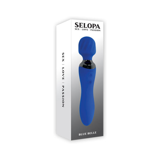 SELOPA - BLUE BELLE RECHARGEABLE DUAL-ENDED WAND VIBRATOR SILICONE BLUE