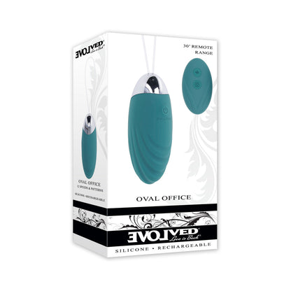 EVOLVED - OVAL OFFICE RECHARGEABLE VIBRATING EGG WITH REMOTE SILICONE TEAL