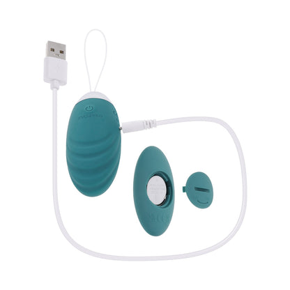 EVOLVED - OVAL OFFICE RECHARGEABLE VIBRATING EGG WITH REMOTE SILICONE TEAL