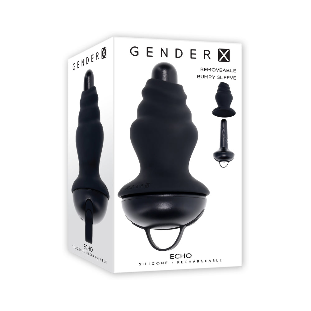 GENDER X - COBERTURA VIBRATÓRIA RECARREGÁVEL ECHO EM SILICONE PRETO