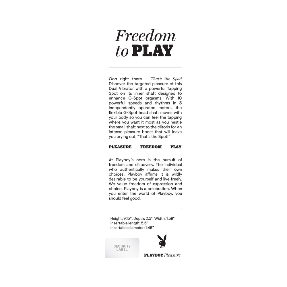 PLAYBOY - THAT'S THE SPOT RECHARGEABLE VIBRATING DUAL STIMULATOR VIBE SILICONE 2 AM