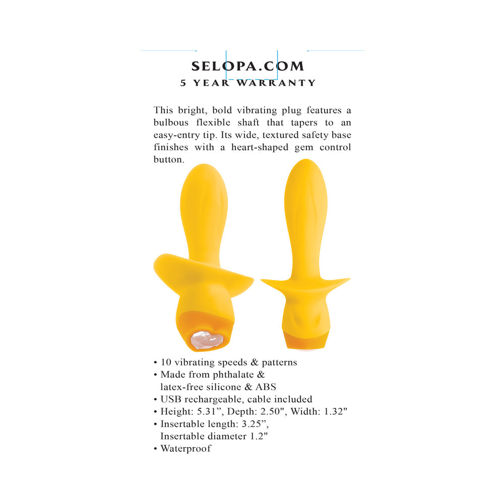 SELOPA - MELLOW YELLOW RECHARGEABLE VIBRATING PLUG SILICONE YELLOW