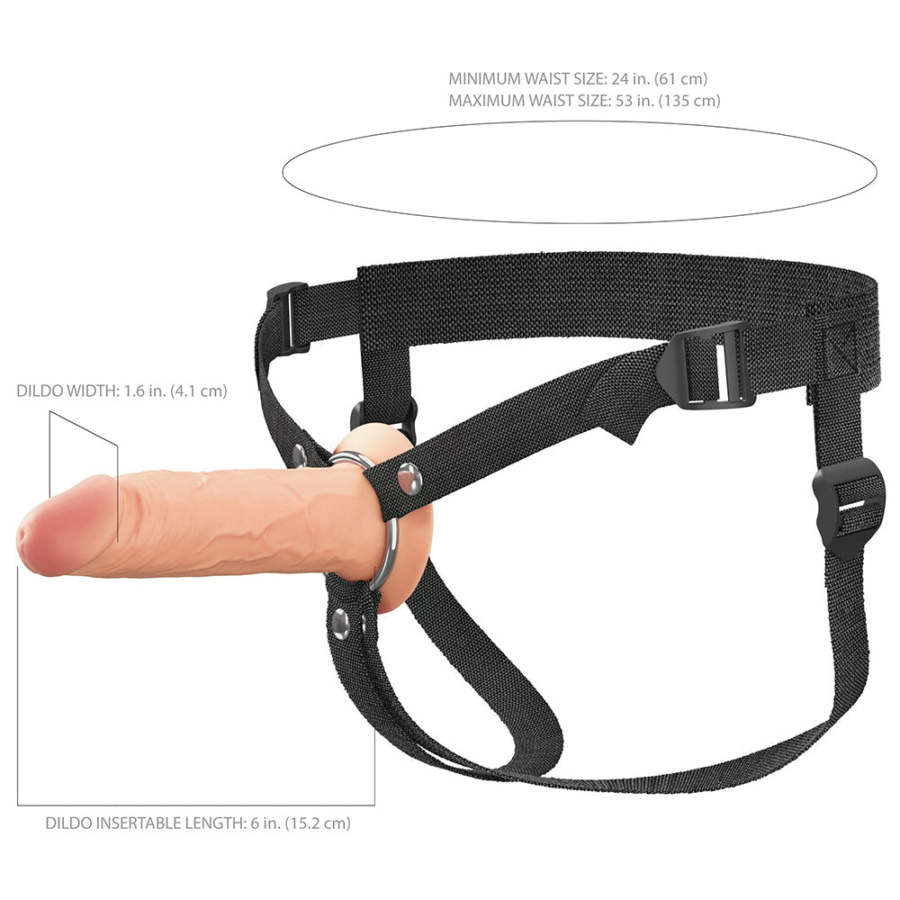 PIPEDREAM - FANTASY X-TENSIONS ELITE HOLLOW SILICONE STRAP-ON 6 IN. LIGHT