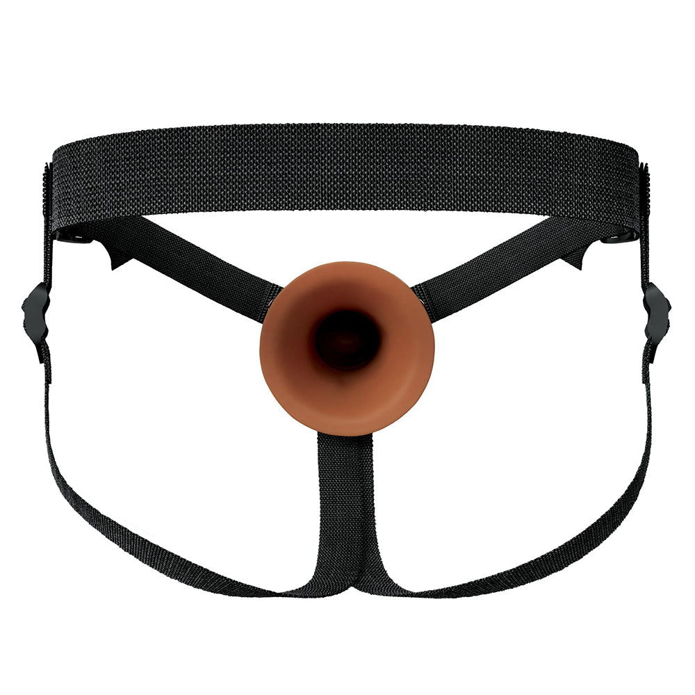 PIPEDREAM - FANTASY X-TENSIONS ELITE HOLLOW SILICONE STRAP-ON 8 IN. BROWN