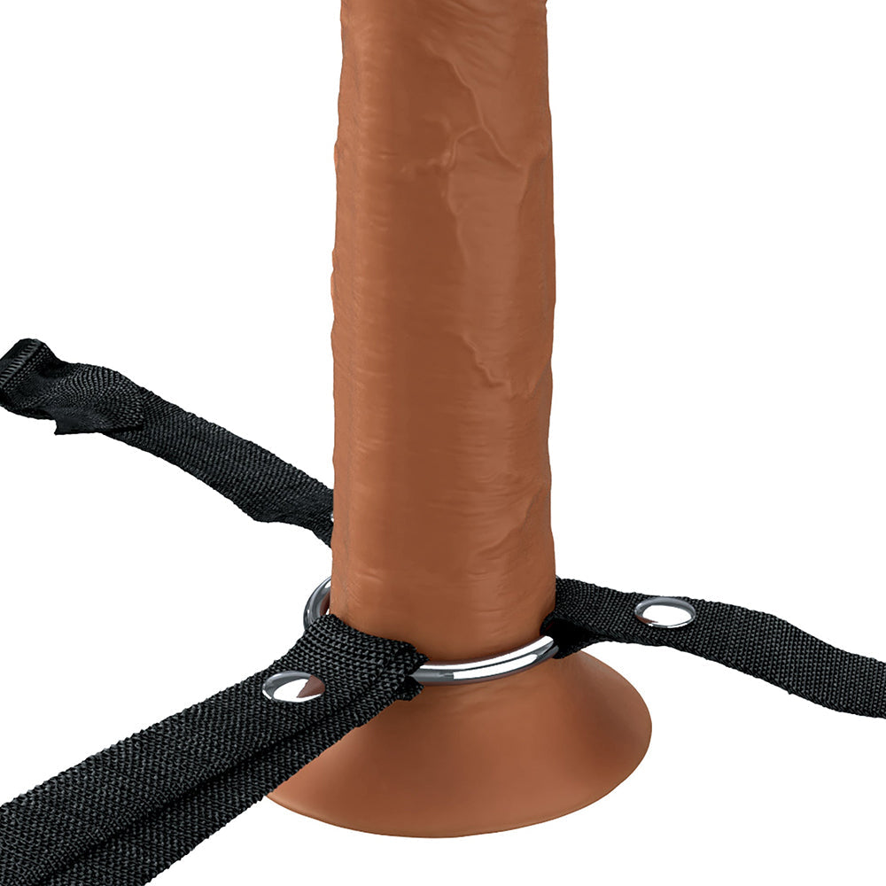 PIPEDREAM - FANTASY X-TENSIONS ELITE HOLLOW SILICONE STRAP-ON 8 IN. BROWN