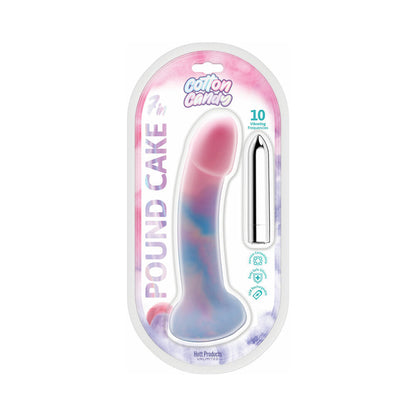 HOTT PRODUCTS - COTTON CANDY POUND CAKE SILICONE DILDO, 10 FREQUENCIES, 7.5 IN.