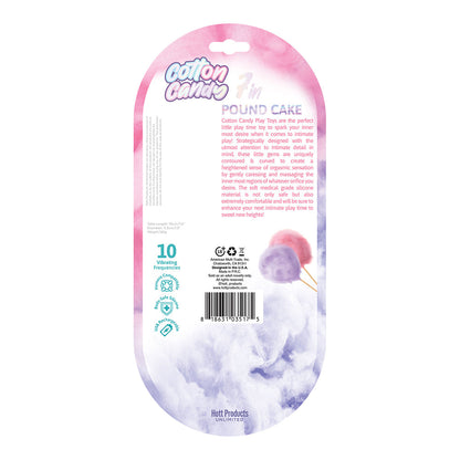 HOTT PRODUCTS - COTTON CANDY POUND CAKE SILICONE DILDO, 10 FREQUENCIES, 7.5 IN.