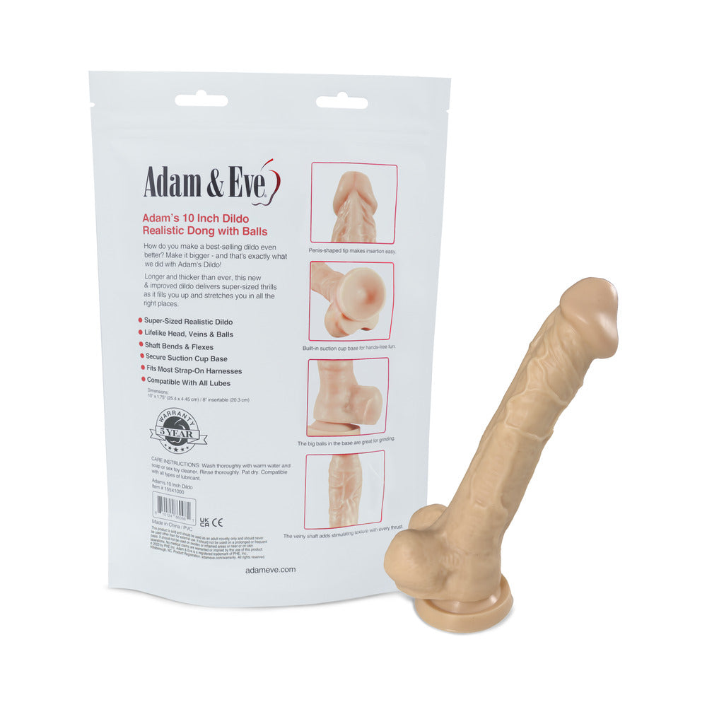 ADAM & EVE - ADAM'S COCK 10 IN. DILDO (BAG PACKAGING)