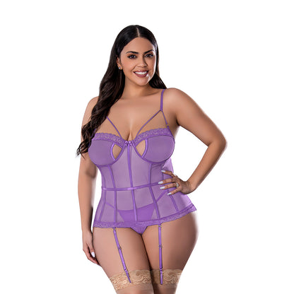 MAGIC SILK - SHEER PASSION KEYHOLE BASQUE & CROTCHLESS G STRING VERY PERI