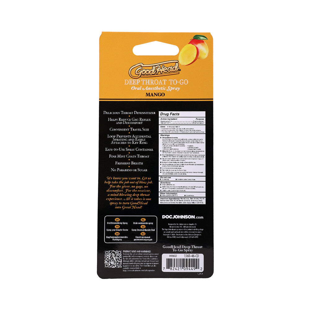 DOC JOHNSON - GOODHEAD DEEP THROAT SPRAY TO-GO MANGO 0.3 OZ.
