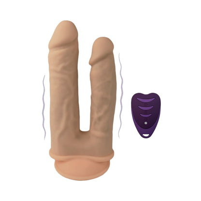 DOC JOHNSON - SILEX-D THE ORIGINAL DOUBLE PENETRATION 7 IN. & 8 IN. VIBRATING DILDO WITH REMOTE VANILLA