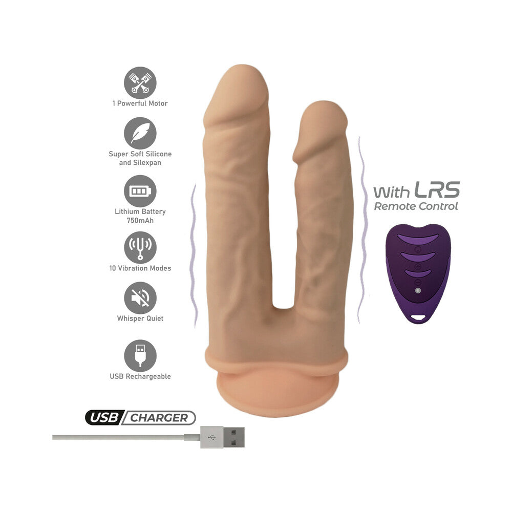 DOC JOHNSON - SILEX-D THE ORIGINAL DOUBLE PENETRATION 7 IN. & 8 IN. VIBRATING DILDO WITH REMOTE VANILLA