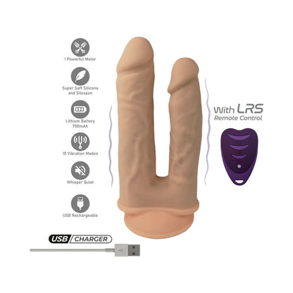 DOC JOHNSON - SILEX-D THE ORIGINAL DOUBLE PENETRATION 7 IN. & 8 IN. VIBRATING DILDO WITH REMOTE VANILLA