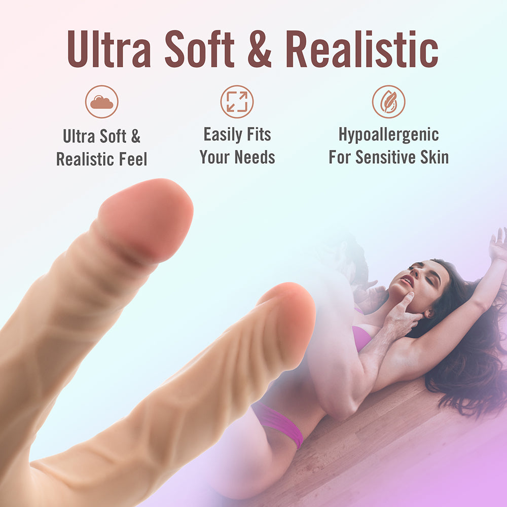 BLUSH - DR. SKIN PLUS 14 IN. POSABLE DOUBLE DONG BEIGE