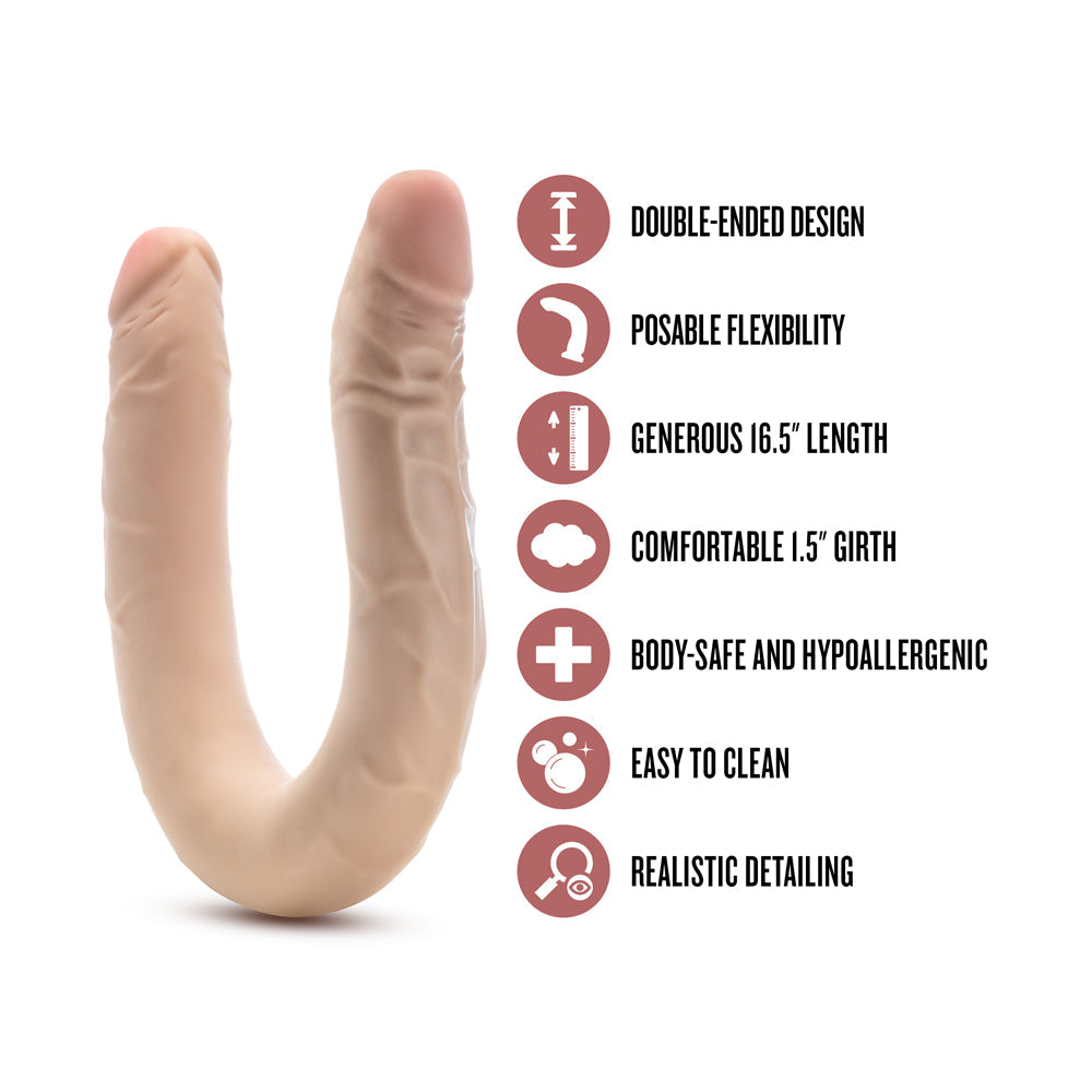 BLUSH - DR. SKIN PLUS 16.5 IN. POSABLE DOUBLE DONG BEIGE