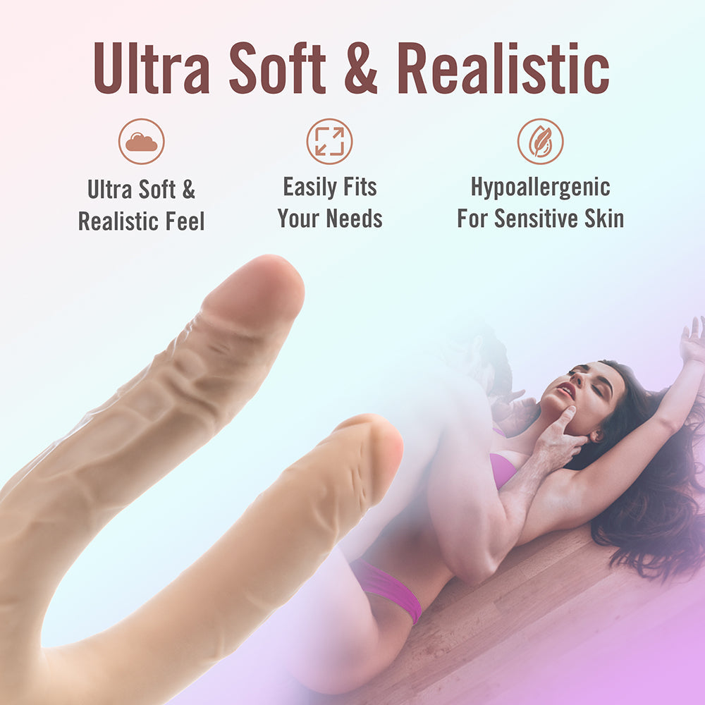 BLUSH - DR. SKIN PLUS 16.5 IN. POSABLE DOUBLE DONG BEIGE