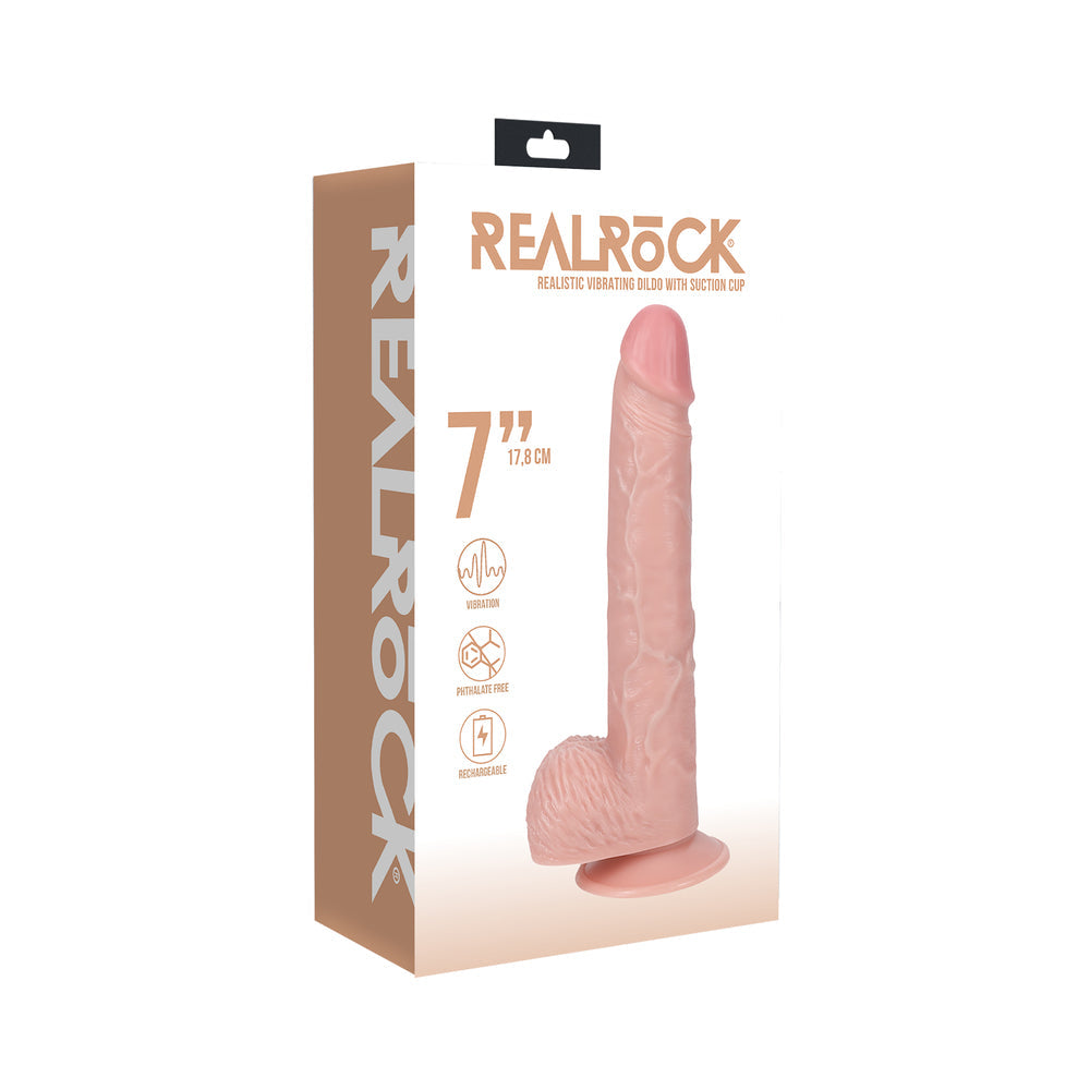 SHOTS - REALROCK 7 IN. VIBRATING COCK WITH BALLS REGULAR STRAIGHT
