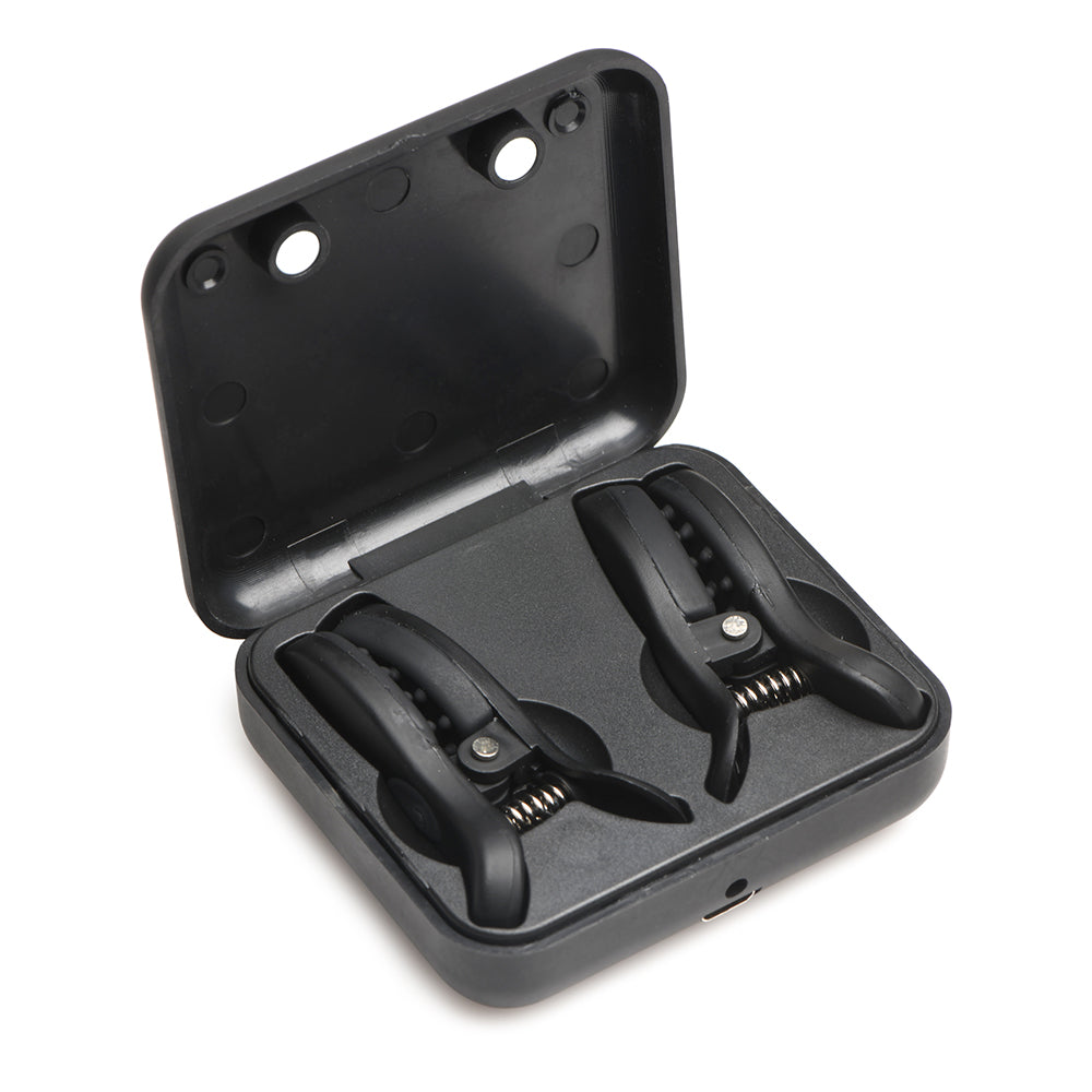 XR BRANDS - MASTER SERIES VIBRATING NIPPLE CLAMPS WITH RECHARGEABLE CASE