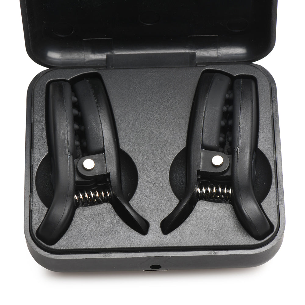 XR BRANDS - MASTER SERIES VIBRATING NIPPLE CLAMPS WITH RECHARGEABLE CASE