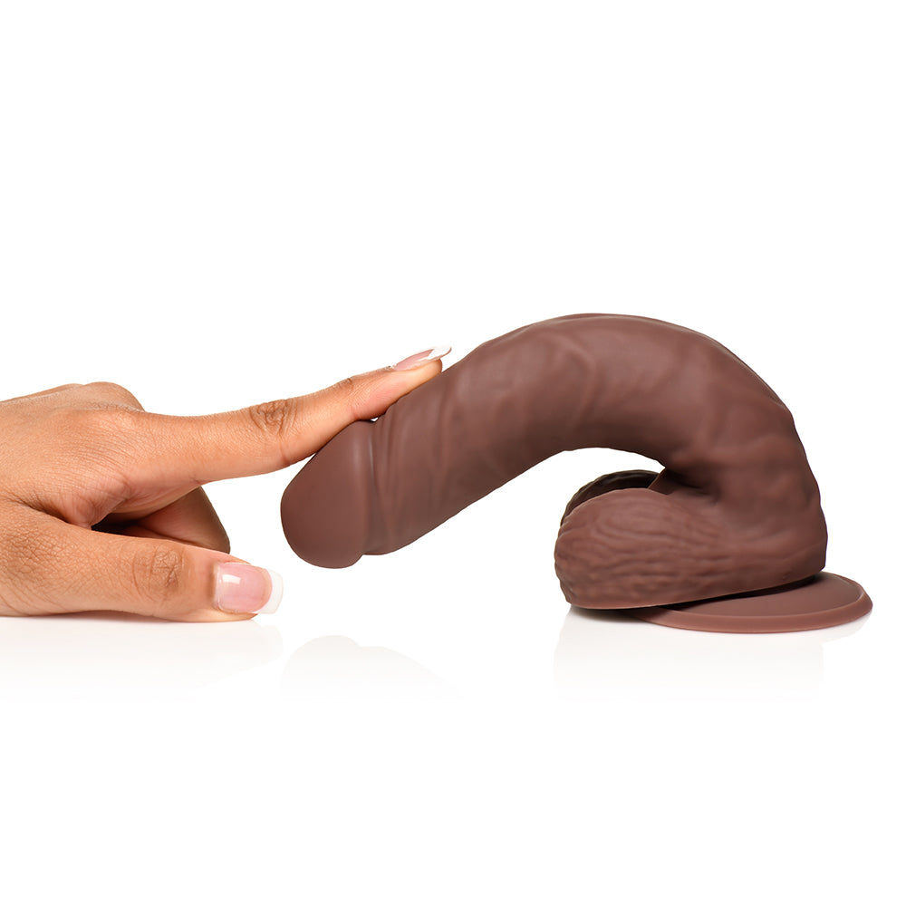 CURVE NOVELTIES - EASY RIDERS 7 IN. SILICONE DILDO WITH BALLS DARK