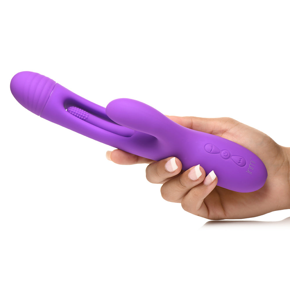 XR BRANDS - FLICKERS TRI-FLICK FLICKING SILICONE RABBIT VIBRATOR