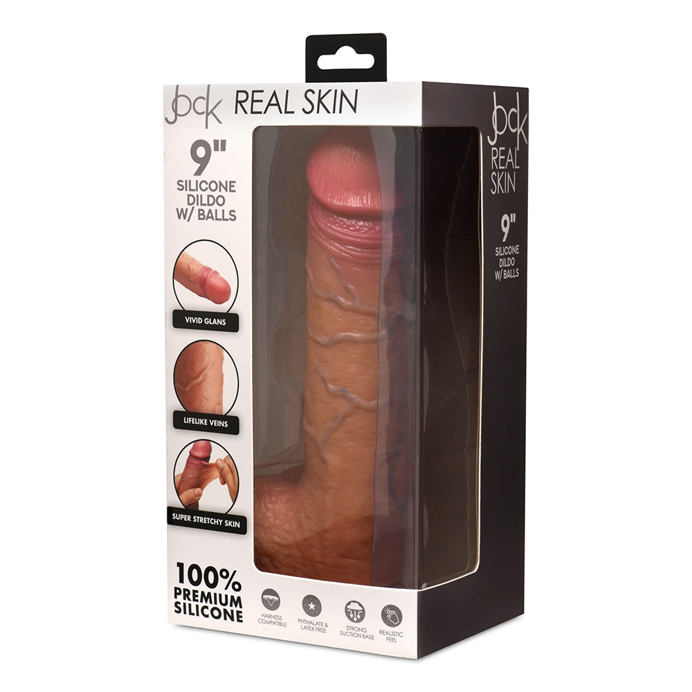 CURVE NOVELTIES - JOCK REAL SKIN 9 IN. SILICONE DILDO WITH BALLS MEDIUM