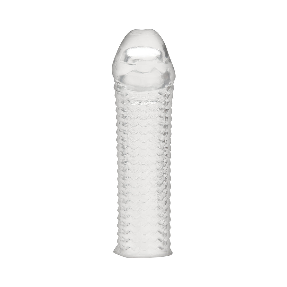 ELECTRIC EEL - BLUE LINE 6.5 IN. CLEAR TEXTURED PENIS ENHANCING SLEEVE EXTENSION
