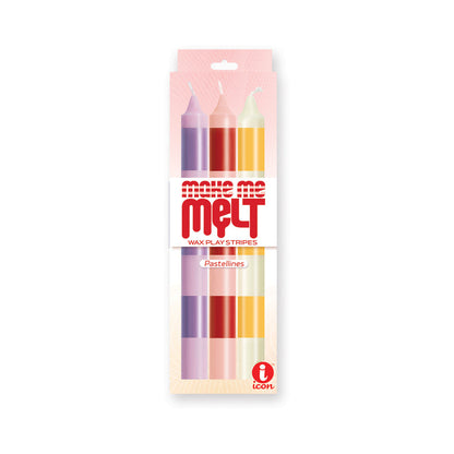 ICON BRANDS - THE 9'S MAKE ME MELT SENSUAL WARM DRIP CANDLES 3PK STRIPES PASTELLINES