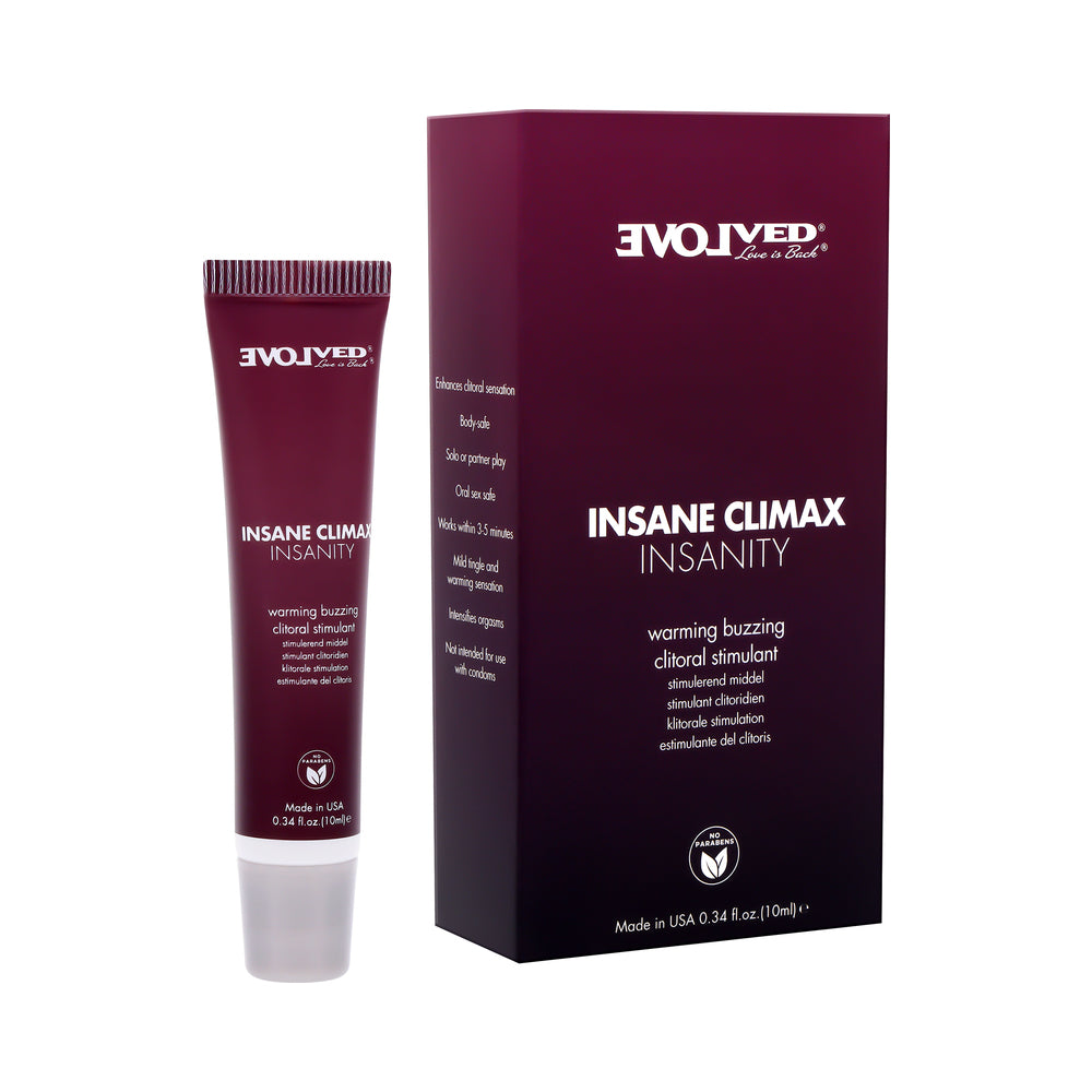 EVOLVED - INSANE CLIMAX INSANITY WARMING BUZZING CLITORAL STIMULANT 0.34 OZ.