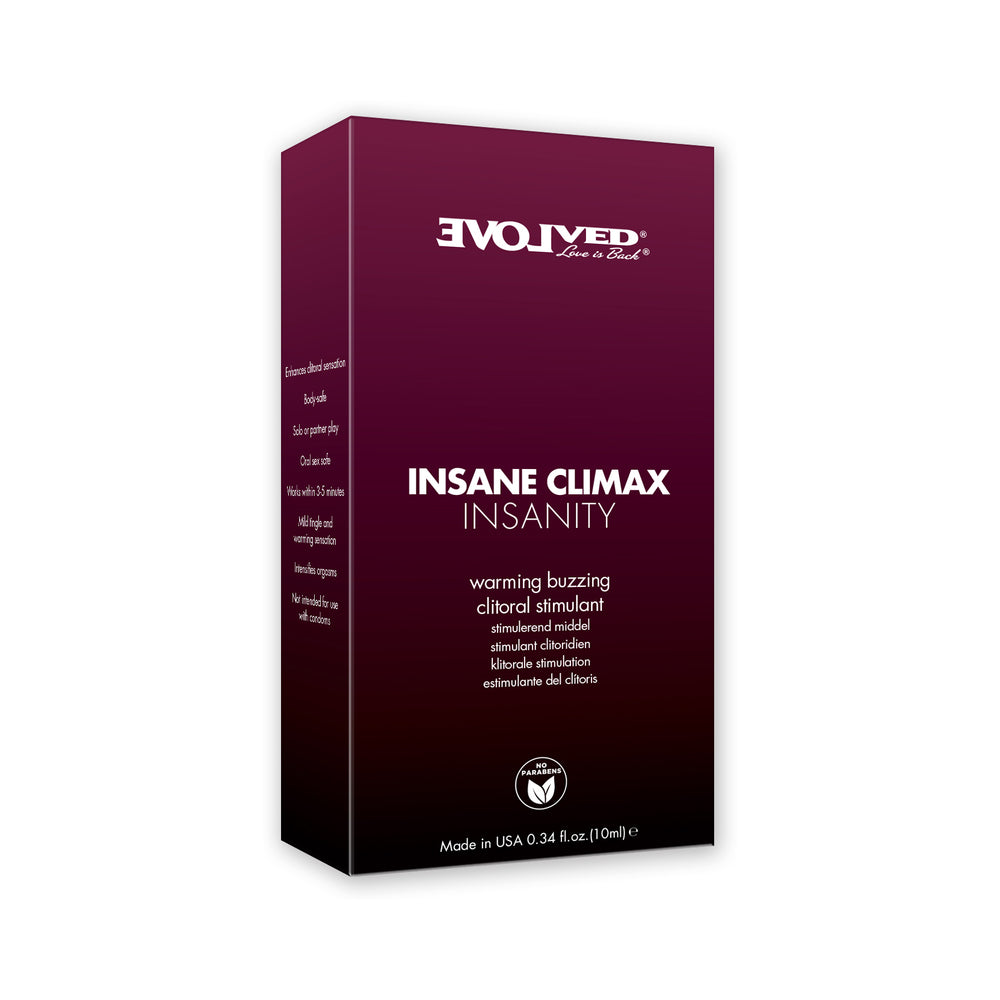 EVOLVED - INSANE CLIMAX INSANITY WARMING BUZZING CLITORAL STIMULANT 0.34 OZ.