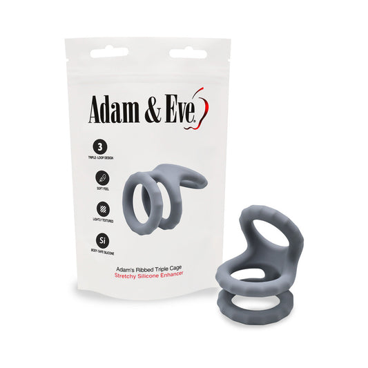 ADAM & EVE - ADAM'S RIDGED TRIPLE CAGE (BAG PACKAGING)