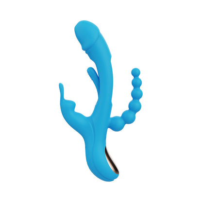 HONEY PLAY BOX - TRILUX KINKY FINGER RABBIT VIBRATOR WITH ANAL BEADS BLUE