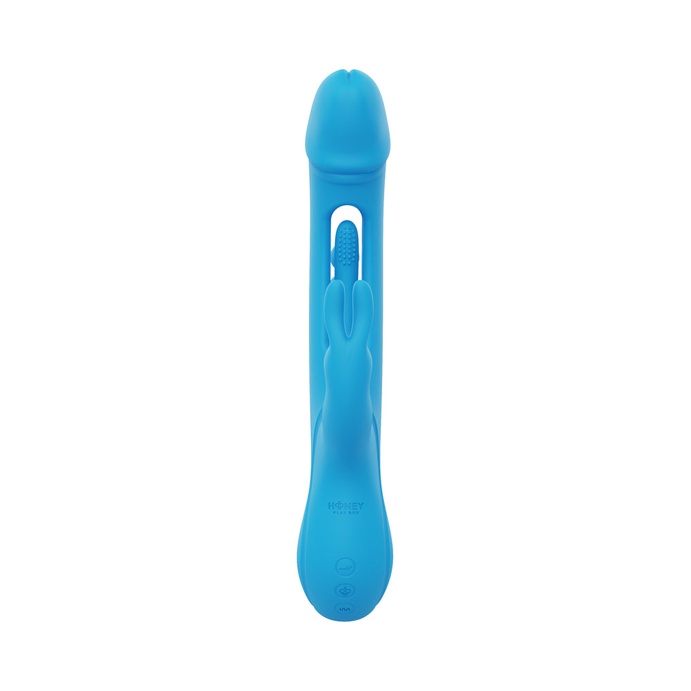 HONEY PLAY BOX - TRILUX KINKY FINGER RABBIT VIBRATOR WITH ANAL BEADS BLUE