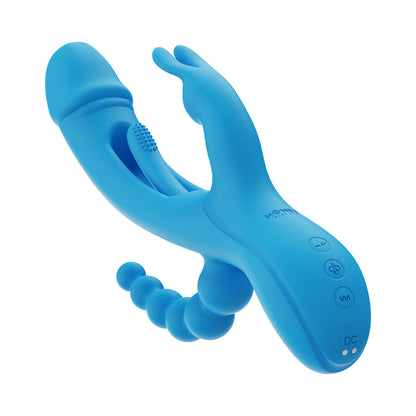 HONEY PLAY BOX - TRILUX KINKY FINGER RABBIT VIBRATOR WITH ANAL BEADS BLUE