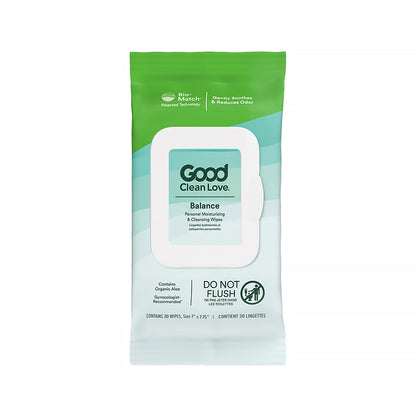 GOOD CLEAN LOVE - BALANCE PERSONAL MOISTURIZING & CLEANSING WIPES 30 CT
