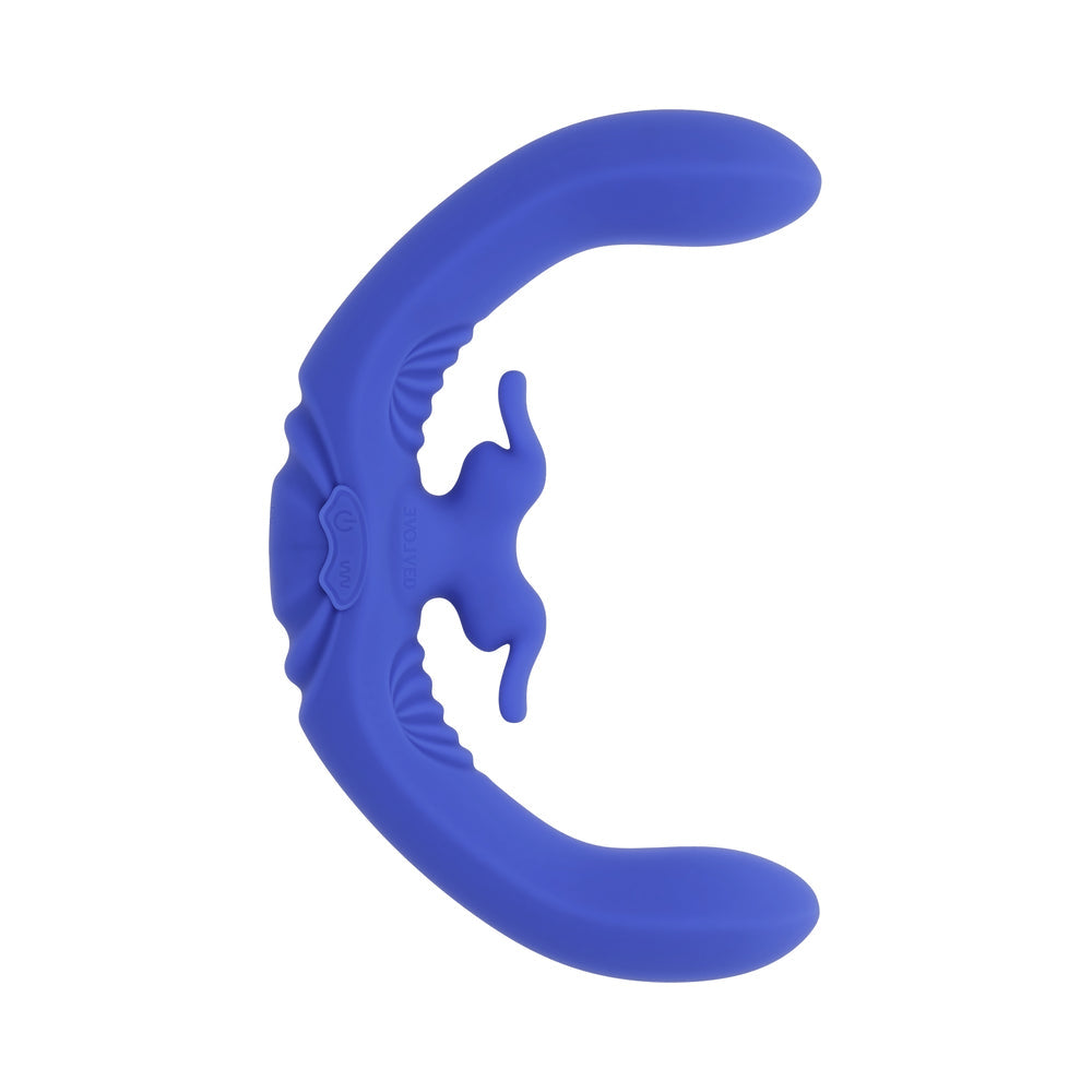 EVOLVED - LOVEBIRDS RECHARGEABLE SILICONE REMOTE-CONTROLLED DUAL-ENDED VIBRATOR BLUE