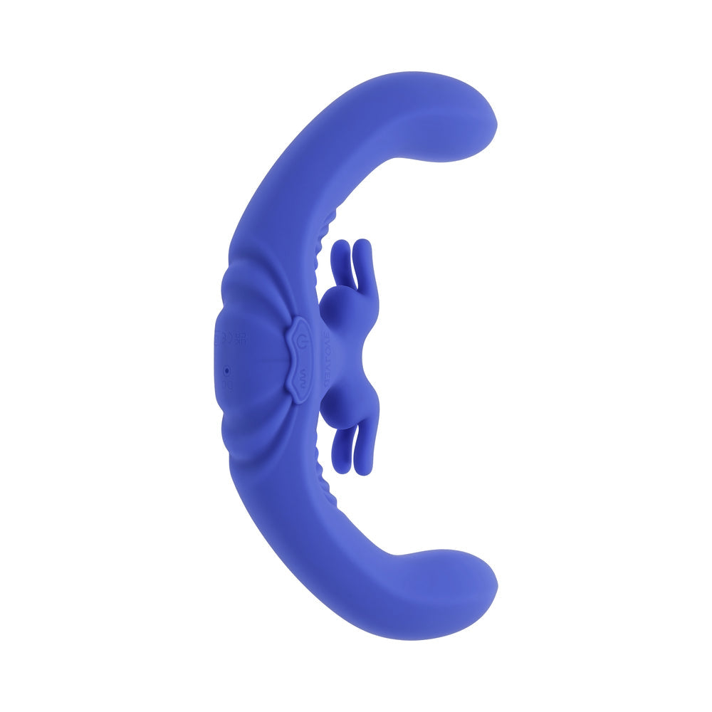 EVOLVED - LOVEBIRDS RECHARGEABLE SILICONE REMOTE-CONTROLLED DUAL-ENDED VIBRATOR BLUE