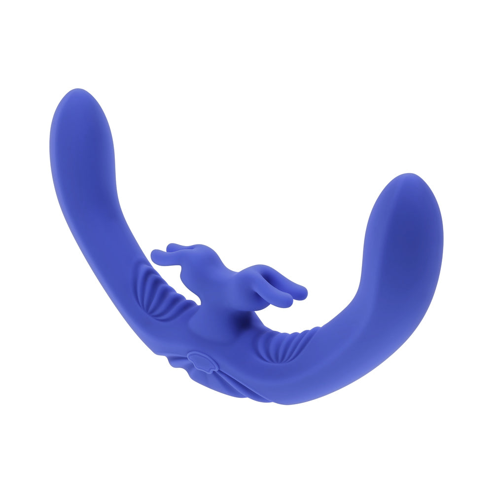 EVOLVED - LOVEBIRDS RECHARGEABLE SILICONE REMOTE-CONTROLLED DUAL-ENDED VIBRATOR BLUE